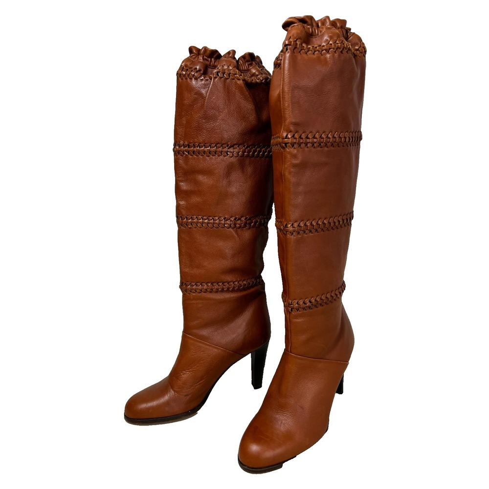 Coach Vintage Jae Knee High Soft Slouchy Cinch Boot Caramel Leather 3" Heel SZ 8 - Picture 2 of 13